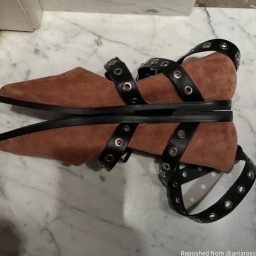 Sol Sana Miro Buckle Brown Suede Flats - Picture 6 of 10